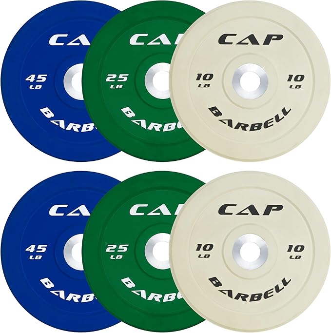 CAP Barbell 2-Inch Olympic Bumper Plate Weight Set with 6 Post Rack | 100-370 lbs | Multiple Options