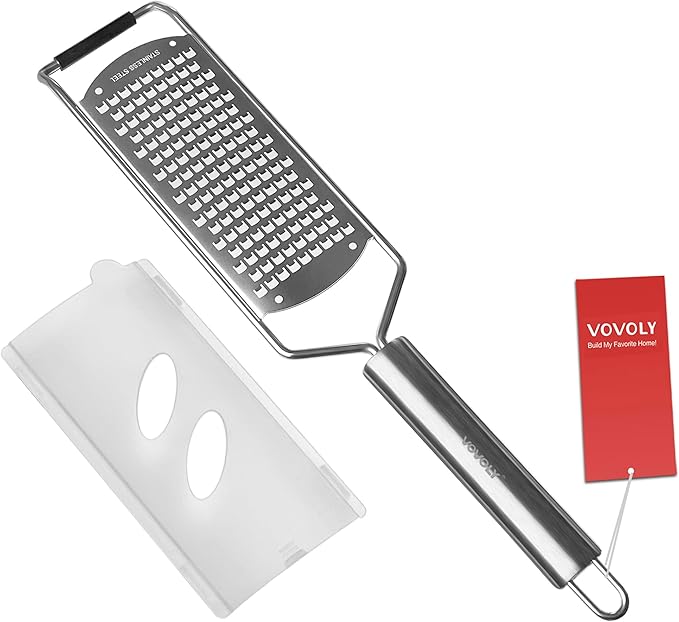 Professional Zester Grater Coarse for Cheese, Carrot, Ginger, Coconut, Nuts and Horseradish, Kitchen grater with Razor-Sharp Stainless Steel Blade (Coarse)
