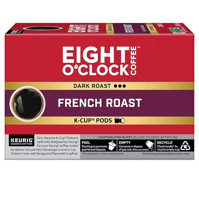 Eight O'Clock Coffee French Roast, Single-Serve Coffee K-Cup Pods, Dark Roast, 60 Count