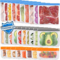 Lerine 28 Pack Dishwasher Safe Reusable Freezer Bags Silicone, Extra Thick Leakproof Reusable Food Storage Bags, BPA Free Kitchen Storage for Veggies Food Travel - 10 Gallon 10 Sandwich 8 Snack