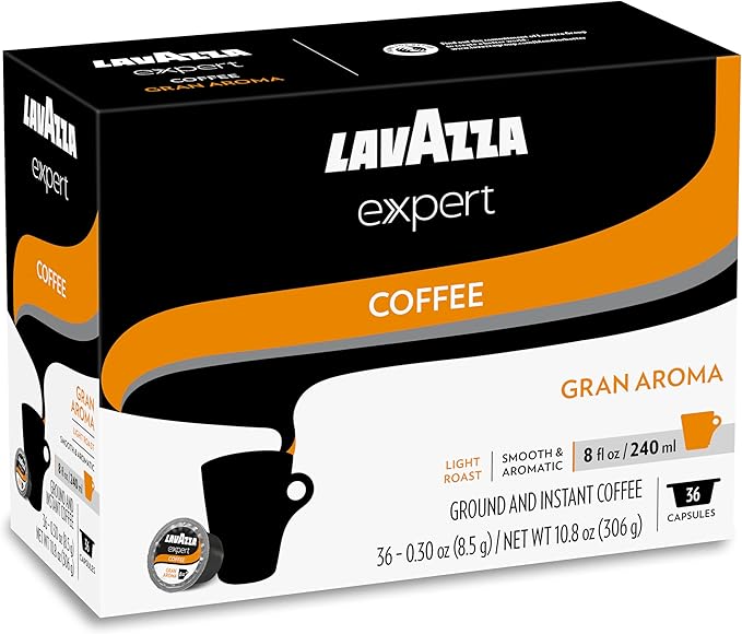 Lavazza Expert Gran Aroma Coffee Capsules, Light Roast, 100% Arabica, Compatible with Lavazza Classy Plus Machine (36 Capsules)