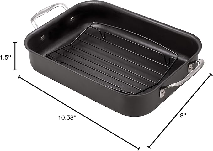HIC Kitchen Roasting V-Shaped Baking Rack, Nonstick-Coated Steel, Fits Smaller Roasting Pans, 8 x 10.375 x 1.5-Inches