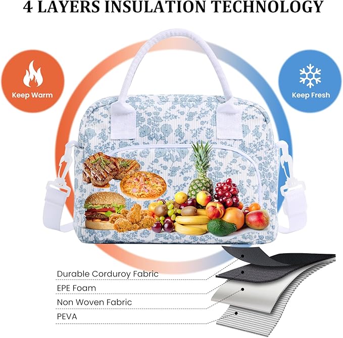 MEXS Insulated Lunch Bag for Women Men Large Reusable Lunch Box Adult Leakproof Portable Cooler Tote Bags for Work Picnic