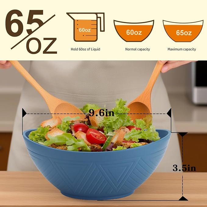 Homienly 9.6 inch Serving Bowls, Large Serving Dishes for Wedding Parties, 60 Oz for Salad, Side Dishes, Pasta, Oval Shape, Microwave & Dishwasher Safe, Set of 4, Multi Color