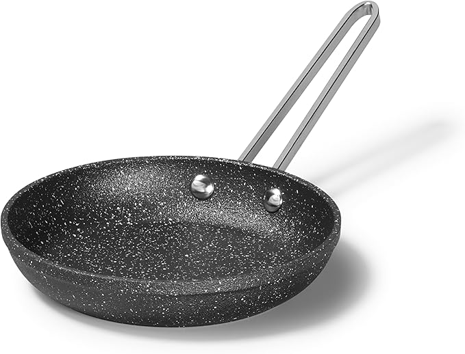 Starfrit The Rock 16cm (6.5") Non-Stick Egg Fry Pan - Durable Forged Aluminum - Oven Safe - PFOA Free - Easy to Clean - Black