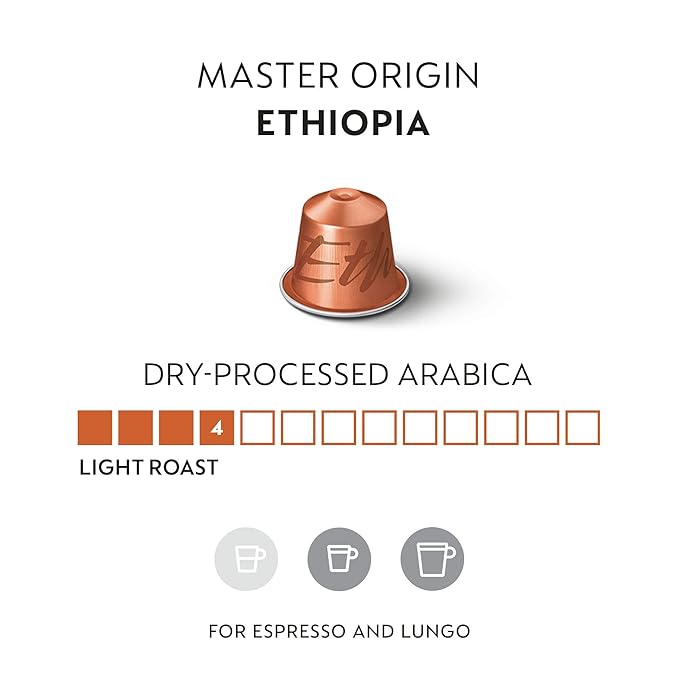 Nespresso Capsules Original Line, Ethiopia Master Origin,Mild Roast Coffee, 50 Count Coffee Pods