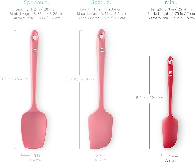 DI ORO Mini Spatula - Small Spatulas Silicone Heat-Resistant up to 600°F - Silicone Kitchen Scraper for Baking & Cooking BPA Free - Mixing Spatula Dishwasher Safe - Nonstick Cookware Safe (Red)
