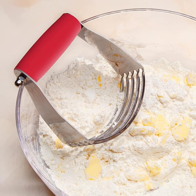 ALLTOP Pastry Blender Cutter,Stainless Steel Dough Masher for Butter, Biscuit,Baking, Kneading,Dough, Flakier and Fluffier Pie Crusts, Almond - Hand Kitchen Tool(1 Pack, Red)
