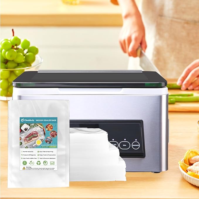Chamber Vacuum Sealer Bags,8"x12" 200 Pcs Pre-cut Chamber Machine Pouches,Heavy Duty Chamber Vacuum Bags for Commercial Sealer,Food Storage,Meal Prep,Sous Vide,Meat Cheese Goods, BPA Free