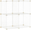 Amazon Basics 4 Cube Storage Organizer - Wire Grid Closet and Storage Shelves, Stackable, White 14"x14"x14"