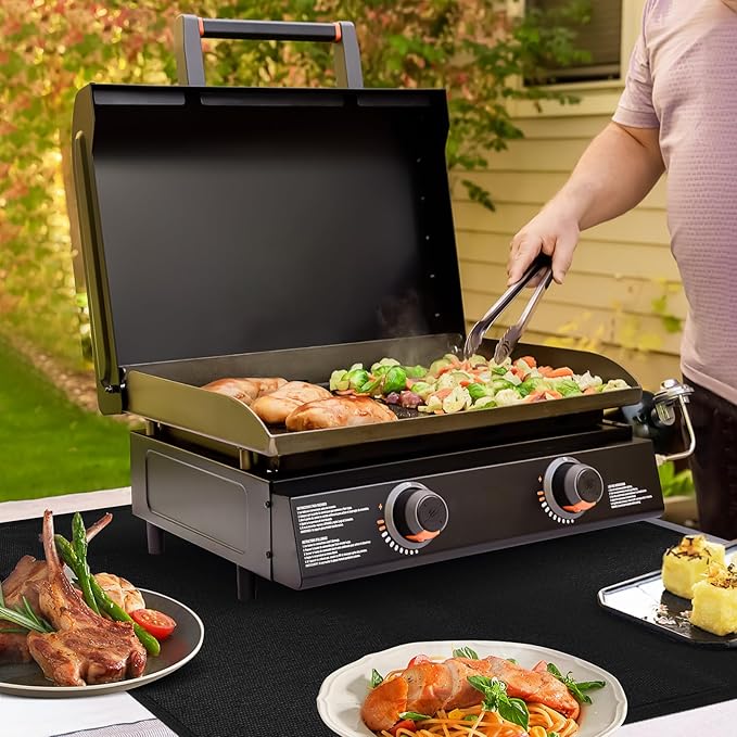 15 x 18 in Fireproof Grill Mats for Outdoor Tabletop Grill to Protect Your Grill Table - Heat Resistant Grill Table Mat - Waterproof & Oilproof BBQ Mat - Black (1mm)