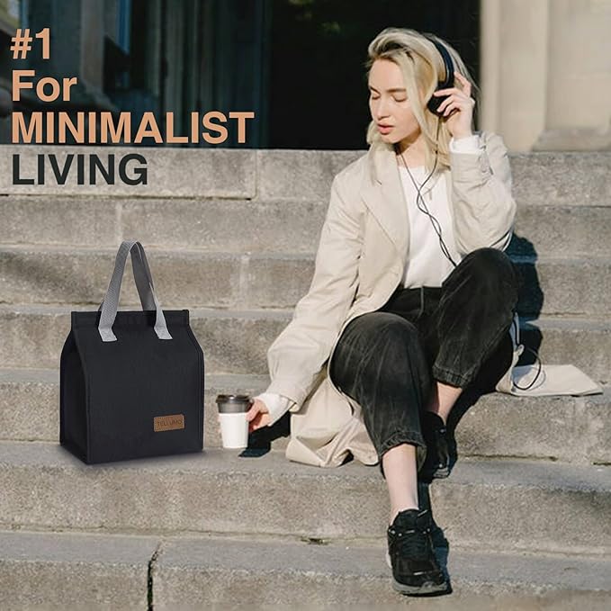 TELLUMO Lunch bag, Insulated Lunch Bag for Women Men Large Lunch Box Container Reusable Leakproof Tote for Office, Work, School, Beach or Travel (Dark)