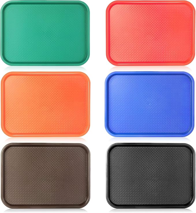 New Star Foodservice 28010 6-Piece Fast Food Tray, 12 by 16-Inch, Assorted Colors
