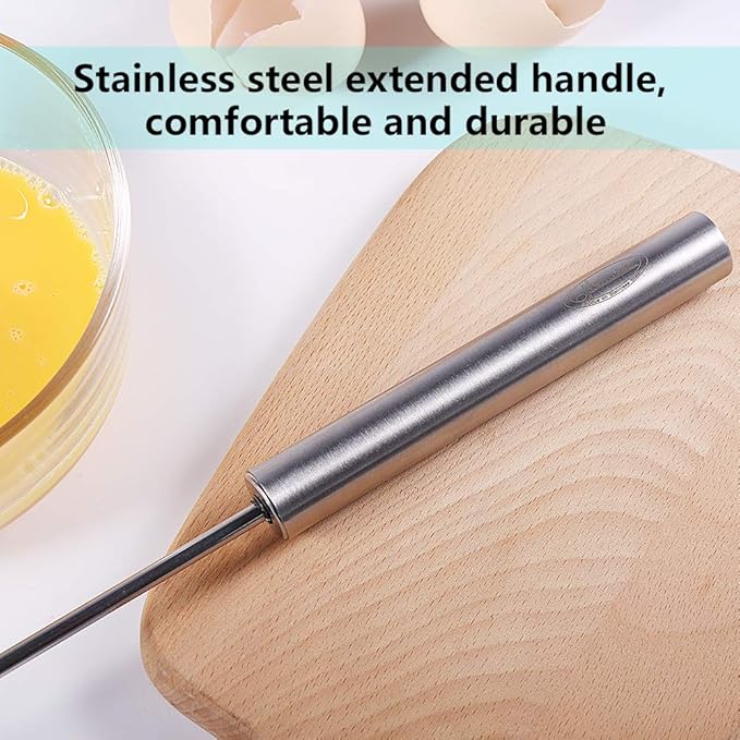 Newness Egg Whisk, [2 Pack] Stainless Steel Blender for Home - Versatile Tool for Egg Beater, Milk Frother, Hand Push Mixer Stirrer - Kitchen Utensil for Blending, Whisking, Beating