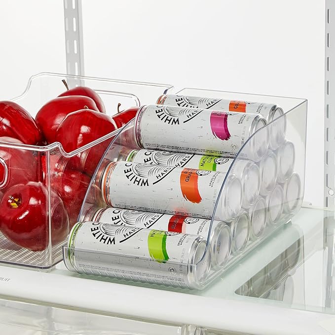 mDesign Compact Plastic Kitchen and Pantry Storage Organizer Bin for Tall Skinny Soda/Pop Cans - Kitchen, Pantry, Refrigerator - Clear