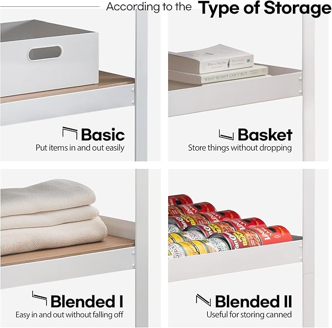 HOMEDANT House 5-Tier Laminated Metal Shelving Unit Adjustable Storage Utility Rack Heavy Duty Shelves Organization Multipurpose Shelf Kitchen Garage Pantry Closet 4Pack