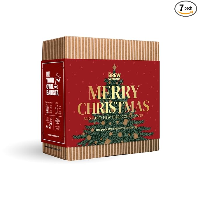 Christmas Coffee Gifts for Men & Women - 7 of the World's Finest Single Estate Specialty Coffees in Sampler Box for Coffee Lovers | Perfect Secret Santa Gift Set Idea with Unique Coffeebrewer