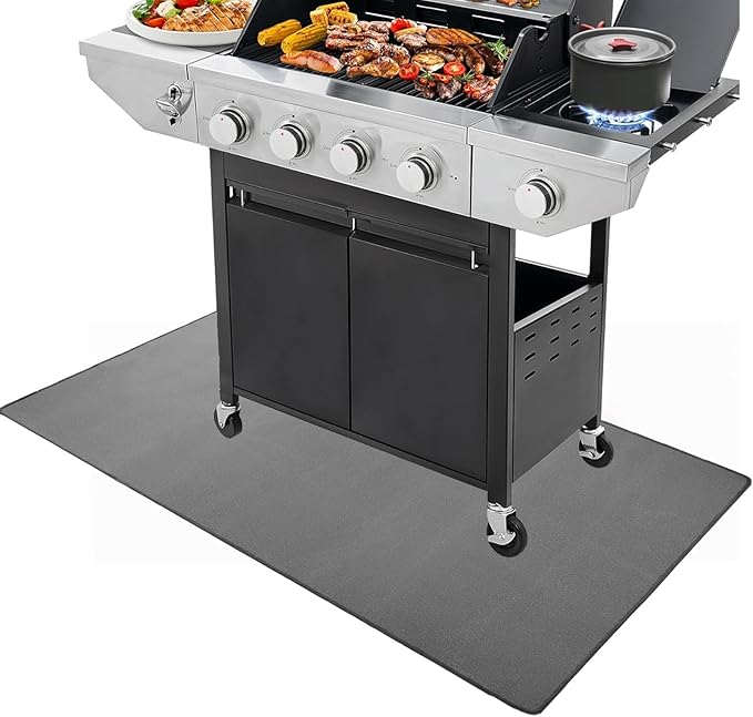 BBQ Grill Mat for Outdoor Grill, 38 x 30 inches Heavy Duty Thickened Under Grill Mats, Oil-Proof Waterproof Floor Protector for Deck and Patio