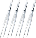 Yaomiao 4 Packs Bar Tweezers Long Garnish Tongs Bar Tweezers Stainless Steel Korean Bbq Tongs for Bartender Cocktail Cooking Food(Silver,10 Inch)