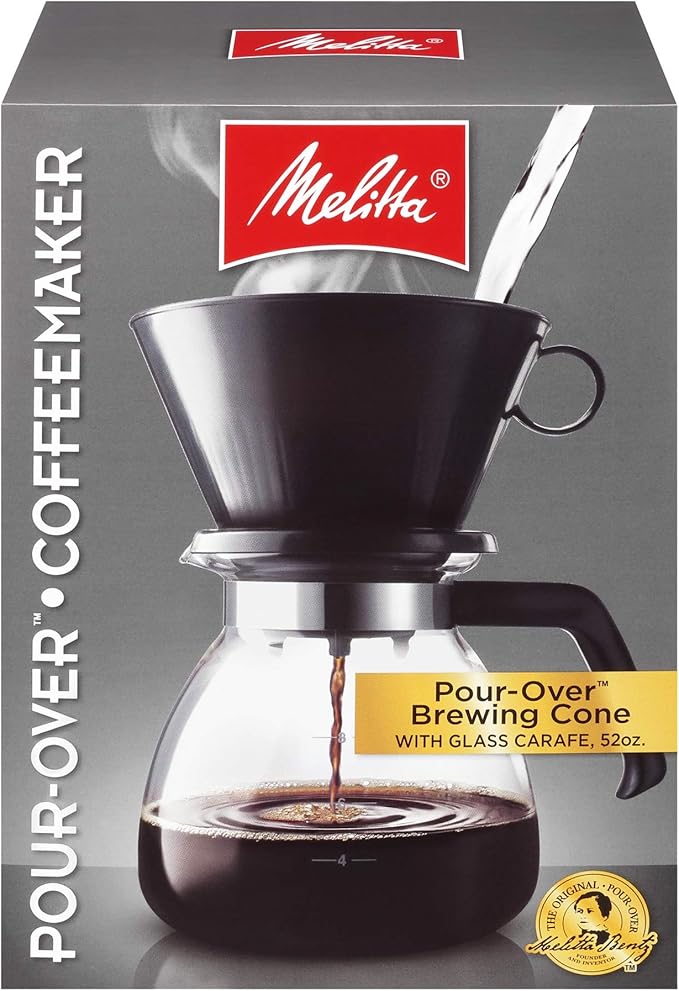 Melitta 52 oz. Pour-Over Coffee Brewer with Glass Carafe, Black