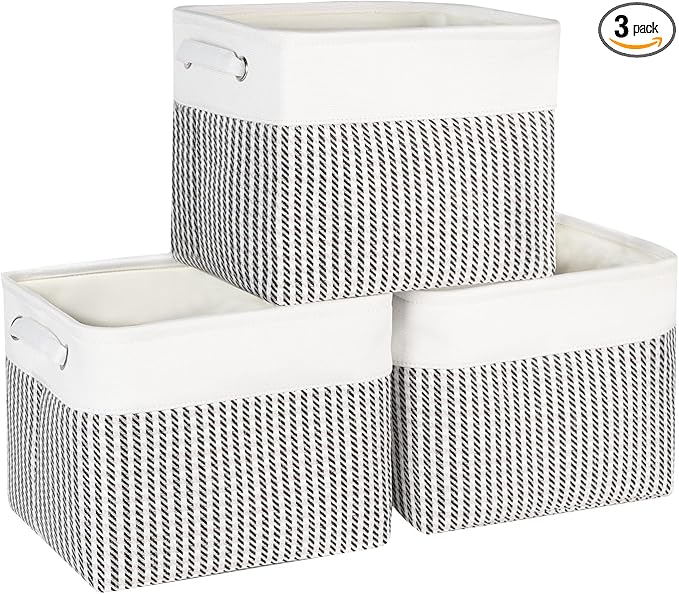 Kntiwiwo Foldable Storage Bin Collapsible Fabric Storage Basket Cube with Durable Handles Closet Organizer Bins for Organizing Shelves Drawers, Set of 3, 12" x 10" x 9.5", Houndstooth