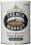 French Market Coffee & Chicory Restaurant Blend Medium-Dark Roast Ground Coffee, 12oz Can (Pack of 1)