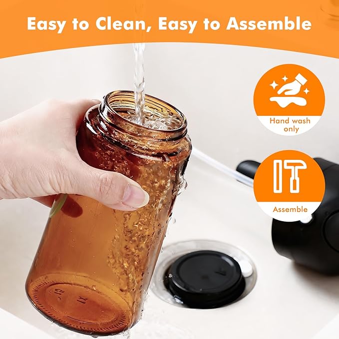Oil Sprayer for Cooking,470ml Cooking Olive Oil Sprayer and Oil Dispenser 2 In 1, Food-grade Glass Oil Spray Bottle Mister for Air Fryer, BBQ, Griddle (Black+dark brown glass and color label)