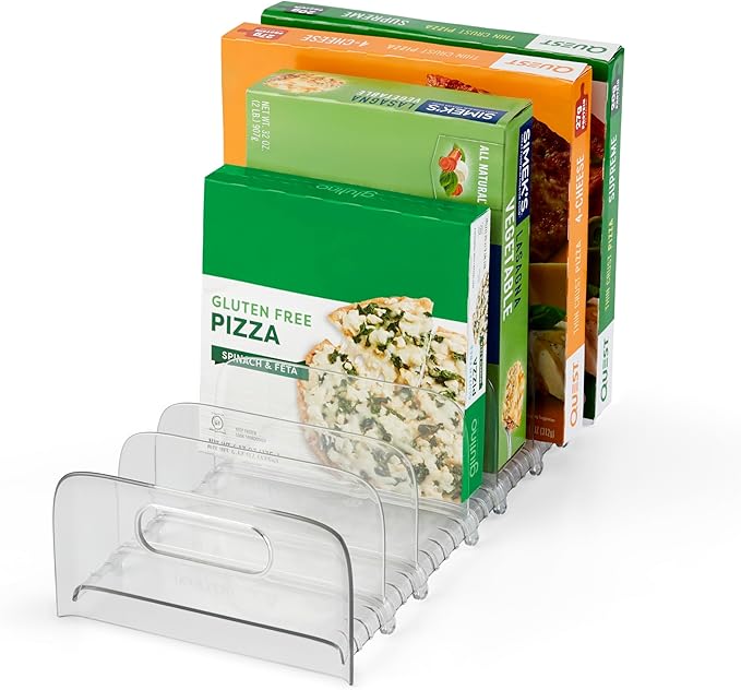 YouCopia FreezeUp Freezer Rack, BPA-Free Clear Fridge Organizer with Adjustable Dividers and Handles for Frozen Food Box and Meal Storage, 15