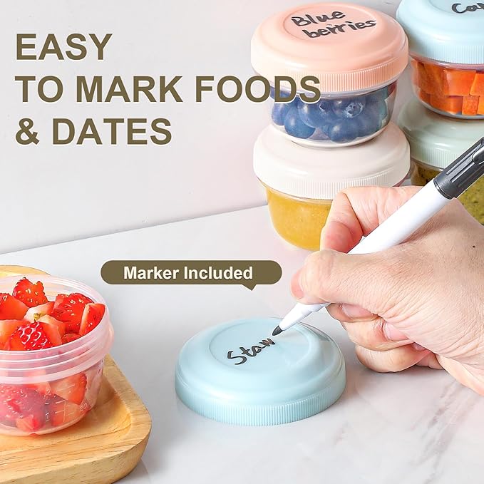 8 Pack Reusable Plastic Containers with Lids - 4 oz Small Deli Containers for Snack, Puree, Dressing & Freezer Use - Dishwasher Safe, BPA Free
