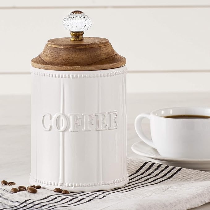 Mud Pie Circa Door Knob Coffee Canister, Wood
