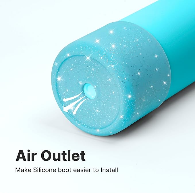 Silicone Boot for Owala 14/16 oz Water Bottle, Anti-Slip Protective Sleeve for Owala 12 oz Kids Tumbler, Boot Bottom Base fit Flip 14 oz Insulated Stainless-Steel Water Bottle (Glitter Blue)
