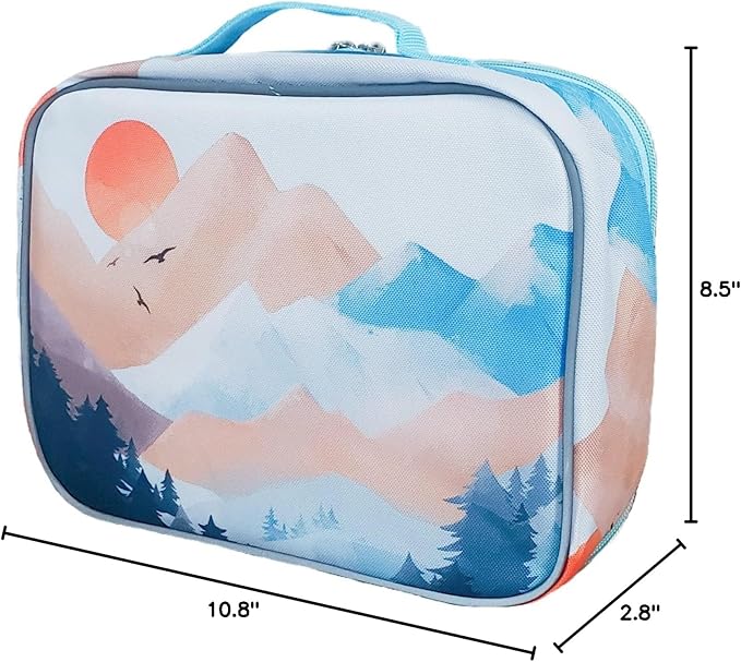Fenrici Watercolor Lunch Box for Girls, Kids, Teens, Women Insulated Lunch Bag, Soft Sided Compartments, Spacious, BPA Free, Food Safe, 10.8in x 8.5in x 2.8in (Limited Edition)