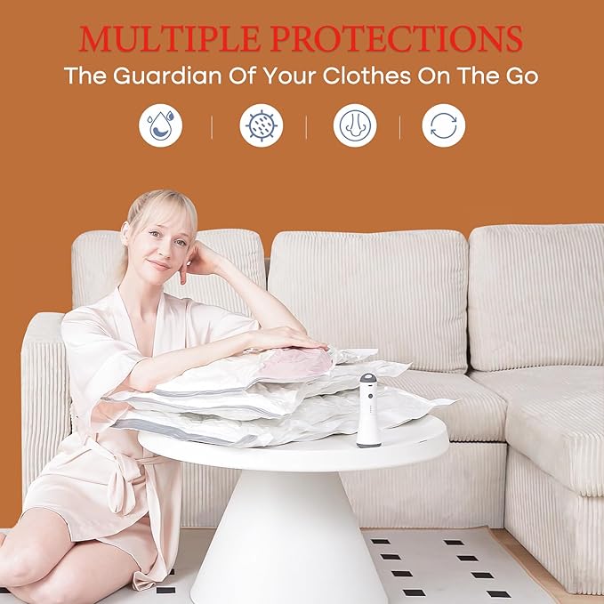 Vacuum Seal Bags for Clothing, 16 Pack Vacuum Storage Bags with Rechargeable Cordless Air Pump(4J+4L+4M+4S), Space Saver Bags for Clothes Blanket Duvets Pillows Comforters Travel