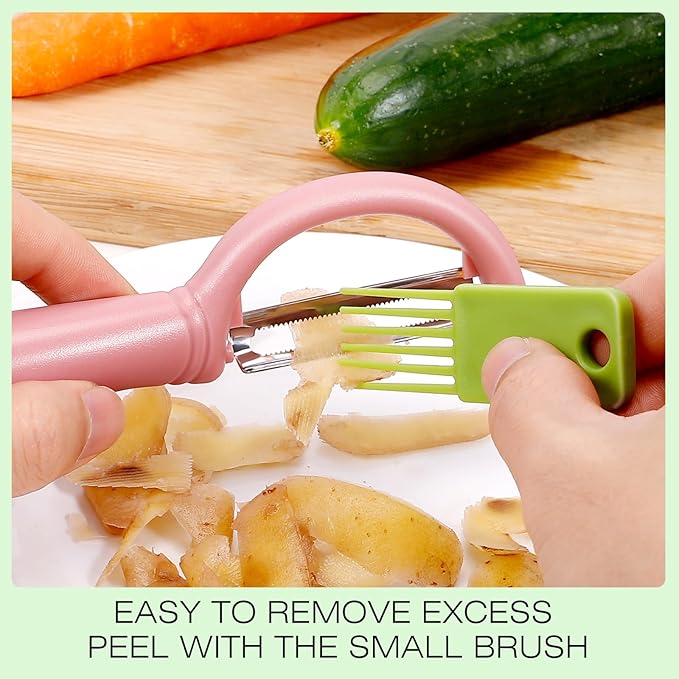 Senbowe Upgrade Potato Peeler for Kitchen, 6PCS Stainless Steel Vegetable Peeler, I and Y Veggie Food Peeler for Apple Fruit Carrot Zucchini Cucumber,Good Grip Makes Peeling Very Easy (Pink)