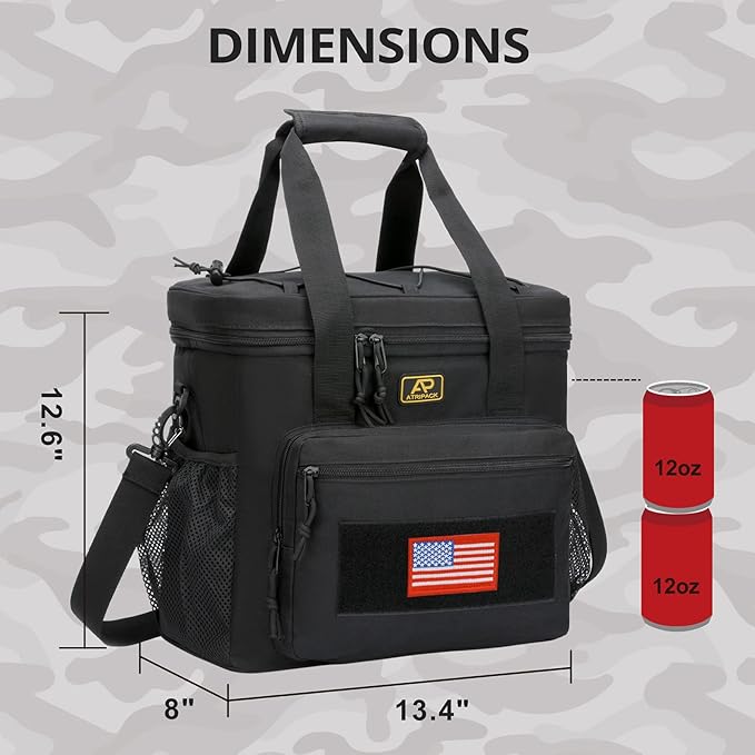 Lunch Box for Men, Tactical Lunch Bag MOLLE Webbing Leakproof Insulated Large Lunch Cooler Women Adult Meal with Adjustable Shoulder Strap Durable Lunch Pail (Black)