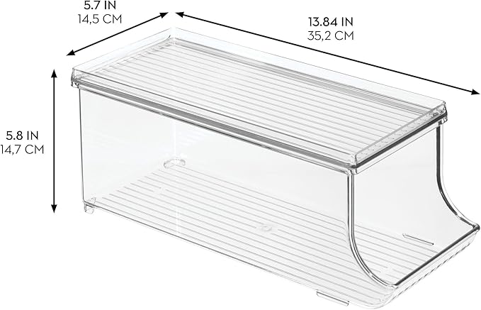 iDesign Soda Can Organizer with Lid for Pantry or Refrigerator - Set of 2 - Clear - Made in USA