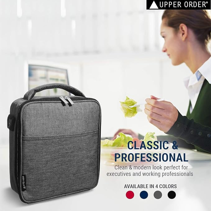 Reusable Insulated Lunch Box for Men and Women (Gray) Durable Leakproof Cooler Tote Bag Freezable Lunch Bag for Adults. Top Women and Mens Lunch Box for Office Work, Picnic