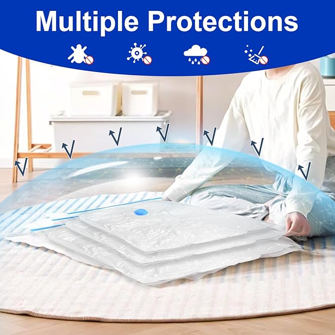 SZO 10 Pack Vacuum Storage Bags (5 Large/5 Medium),Durable & Reusable Storage Bags,Vacuum Seal Bags For Clothing Travel, Space Saver Bags For Luggage, Blankets,Bedding,Moving Bags（No Pump Include）