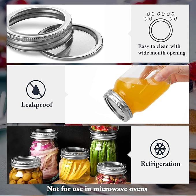 16pack 16oz Mason Jars with Airtight Lids and Bands, Regular Mouth Pint Canning Jars, Clear Glass Jars Ideal for Canning, Pickling, Meal Prep, Jam, Honey, Shower/Wedding Favors, Labels & Pen Included
