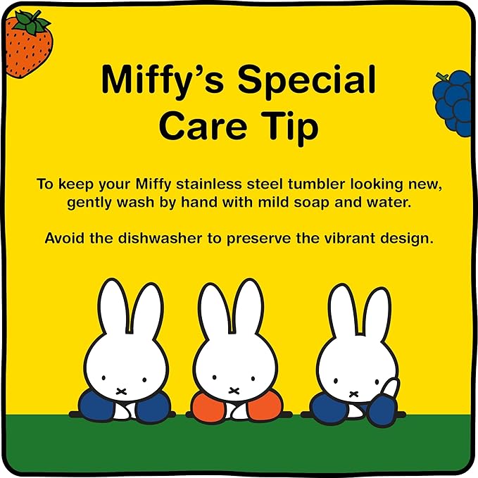 Dragon Glassware | Miffy 24 oz Vacuum Insulated Tumbler with Lid and Straw - Tumbler Cup with 2 Straws - Stainless Steel Tumbler with Straw Topper for Water, Iced Tea - Iconic