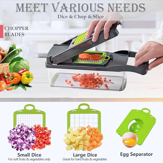 Pro-Series 16-in-1 Mandoline Slicer & Spiralizer, Veggie Chopper with Container for Onion Salad & More