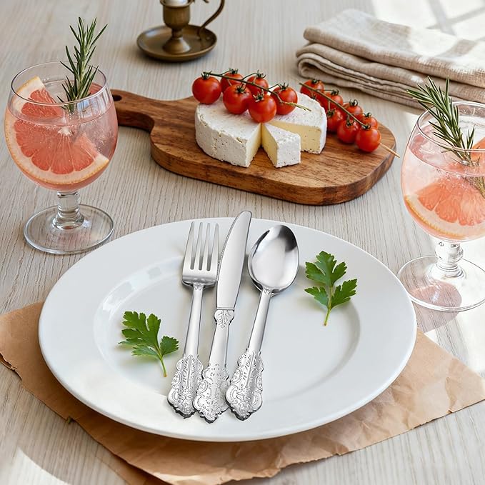WDF 200 Pieces Silver Plastic Silverware Disposable - 50Guests Silverware Plastic Cutlery - Disposable Utensils Includes 100 Forks, 50 Spoons, 50 Knives Perfect for Christmas Wedding or Party