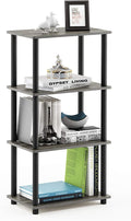 Furinno Turn-N-Tube No Tool 4-Tier Storage Shelf, Narrow, French Oak Grey/Black