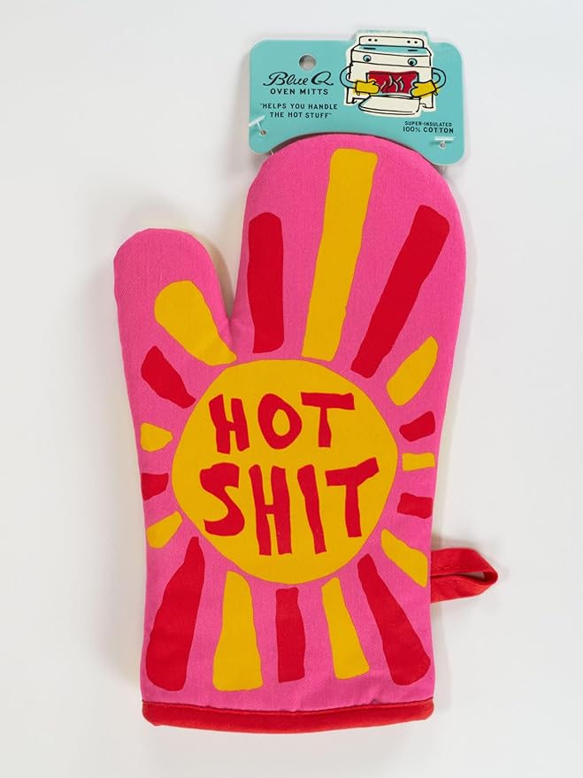 Blue Q Hot Sh*t Funny Oven Mitts - Cute Oven Mitts, Home Kitchen Gifts, Cooking Accessories, Super-Insulated Quilting, Comfy Natural-Fitting Shape, Pot Holders, 100% Cotton, Size 12.5" L x 7.5" W