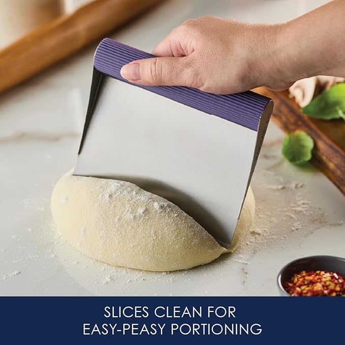 Rachael Ray Tools and Gadgets Stainless Steel Pastry Scraper / Bench Scrape / Kitchen Tool for Baking and Cooking / Dishwasher Safe, Purple