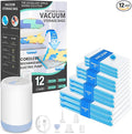 Vacuum Bags for Travel with Portable Electric Pump,12 Pack Vacuum Seal Bags for Luggage and Suitcase Compression, Space Saver Vacuum Storage Bags for Clothes and Clothing Travel