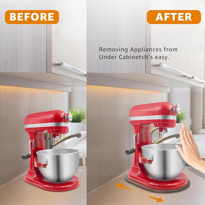 Bamboo Mixer Slider for Kitchen Aid 5-8 Qt Bowl Lift Stand Mixer, Kitchen Appliance sliding mat Countertop Storage Attachments, Mixer Accessories Sliding Tray Moving Board for Kitchen Aid (Brown)