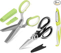 5-Blade Herb Scissors with Kitchen Shears & Peeler, Stainless Steel Multi-Use Tool for Herbs, Meat, Vegetables, Dishwasher Safe, Soft-Grip Handle