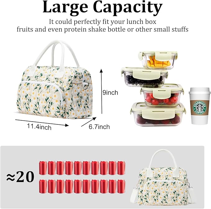 Insulated Lunch Bag for Women Men Large Reusable Lunch Box Adult Leakproof Portable Cooler Tote Bags for Work Picnic