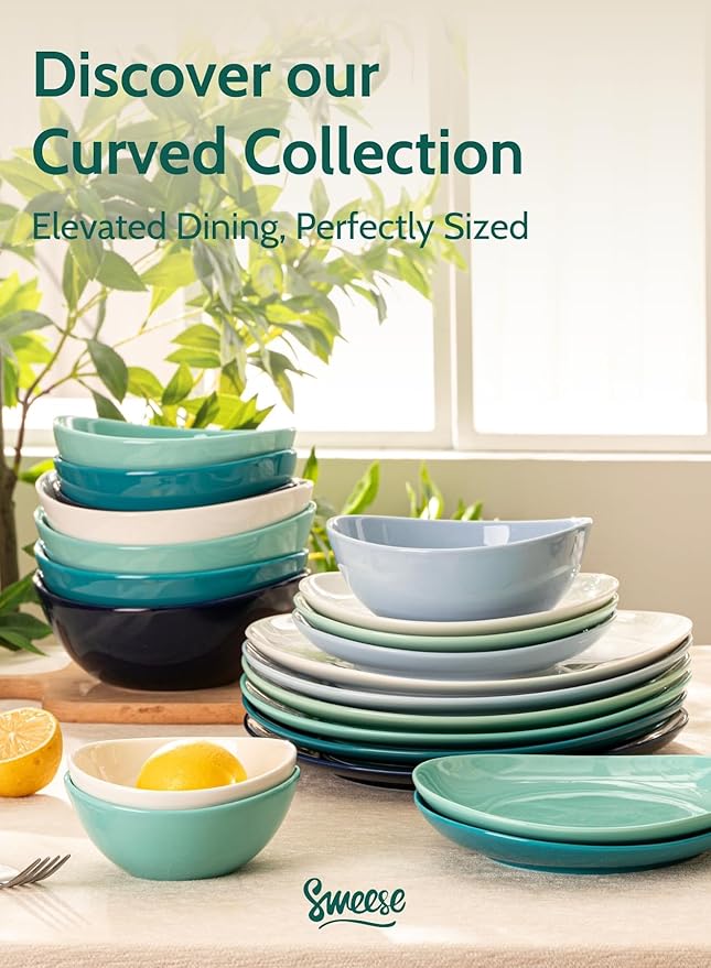 Sweese 10 oz Small Porcelain Bowls - Set of 6 - Ceramic Serving Bowls versatile for Cereal, Fruit, Dessert, Ice Cream, Snack & Yogurt - Shaded of Blue Colored